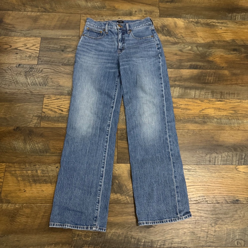 J.Crew Wide Leg Jeans Womens 24 Full Length High Rise Denim Blue